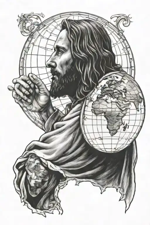 Jesus Christ Looking Over Earth Globe
