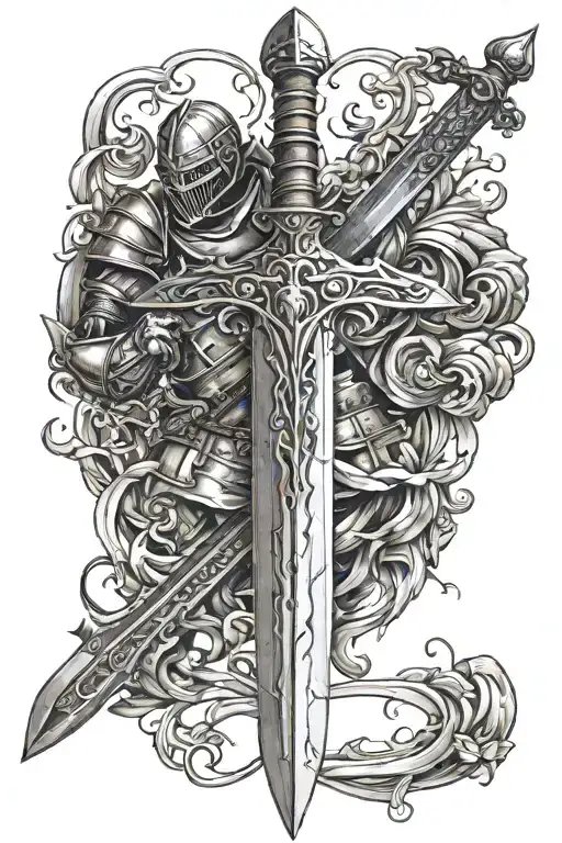 Knight's Sword Broken In Half On Back