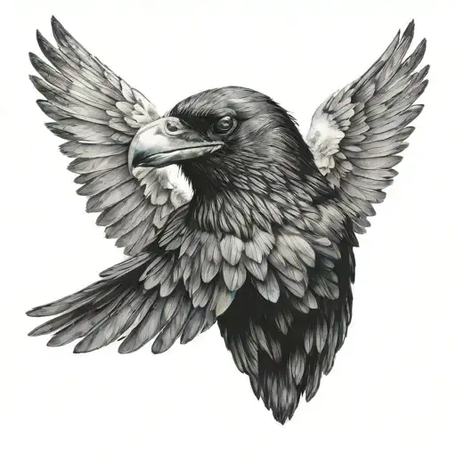 A Crow With Wings And A Head