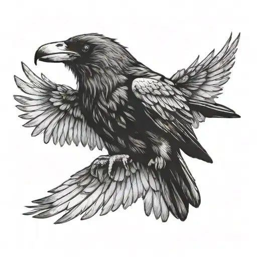 Crow Head With Wings Graphic
