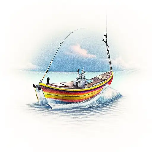 Fishing Boat And Golden Retriever