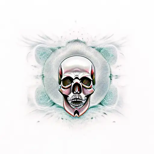 Realistic Skull With Rose Fused To Head