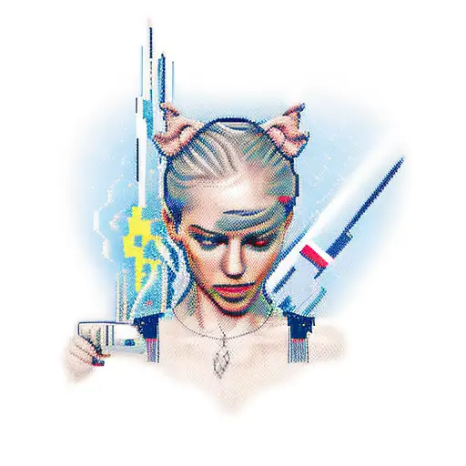 A Pixelated Image Of A Girl Driving A Convertible Sports Car On A Digital Highway