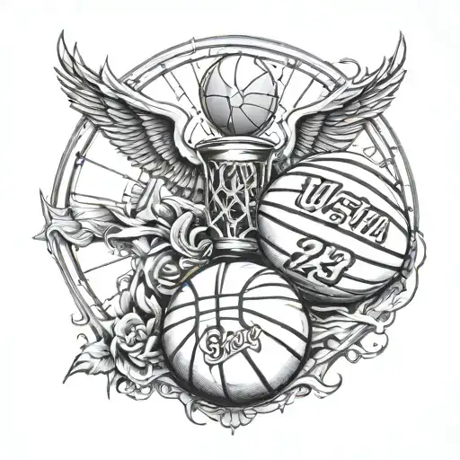 Memorial Tattoo For Friend Include Basketball And Number 3