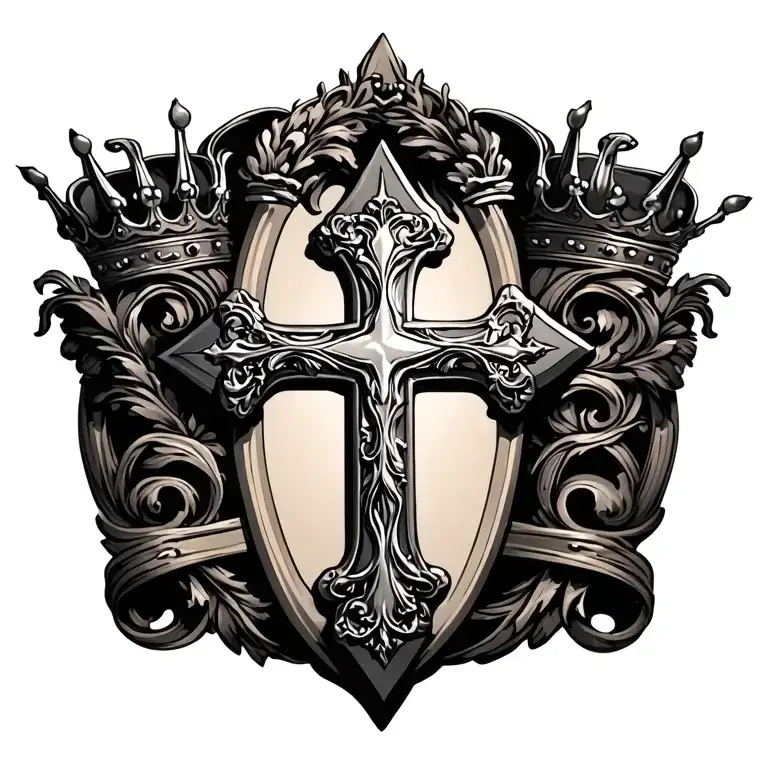 Christian Cross With Crown