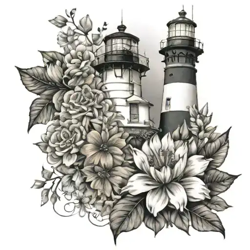 Lighthouse And Flowers