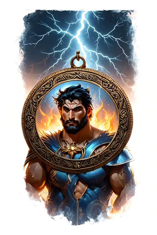 Realistic Lightning Storm Inside A Medallion Hercules Disney Movie