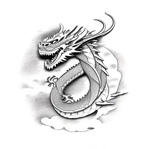Dragon With Pagoda