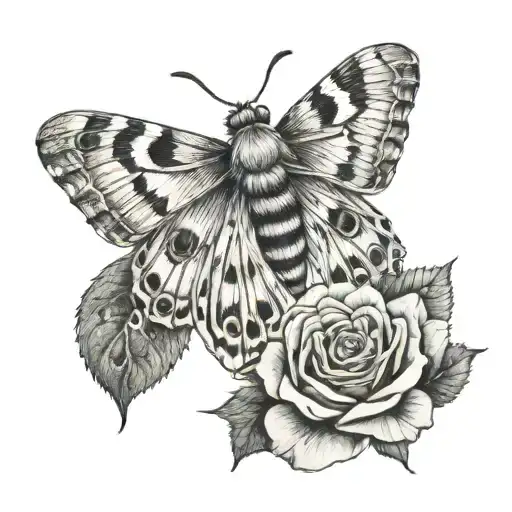 Moth With Crown And A Rose