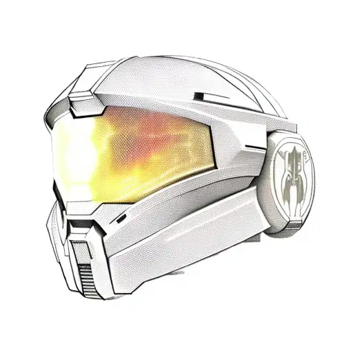 Halo Reach Noble 6 Helmet With Energy Sword Stabbed Through It