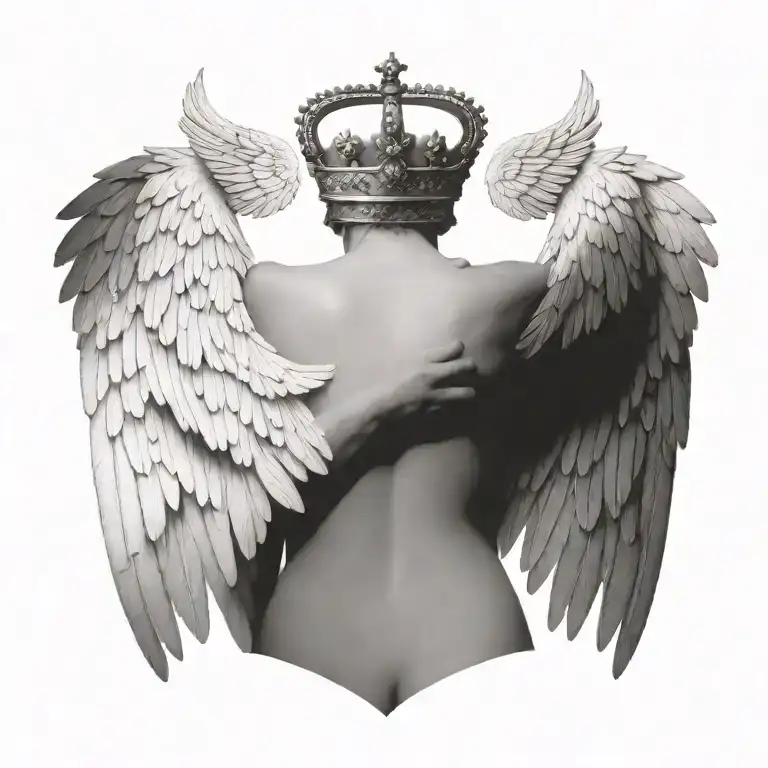 A Design Of Angel Wings And A Crown On Top