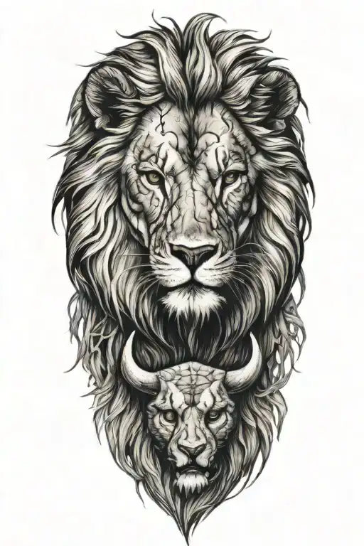 A Deer Skull And A Lion