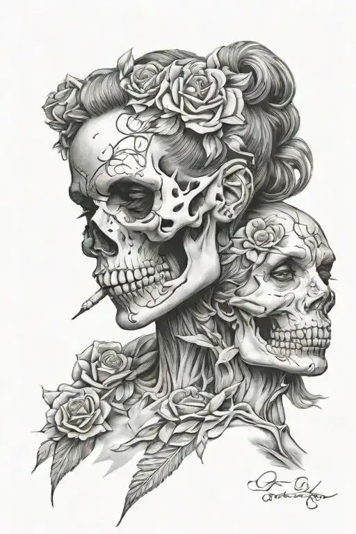 Skull Kissing Woman