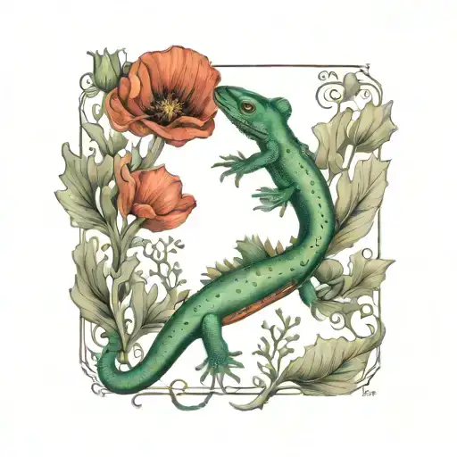 Salamander And Poppy
