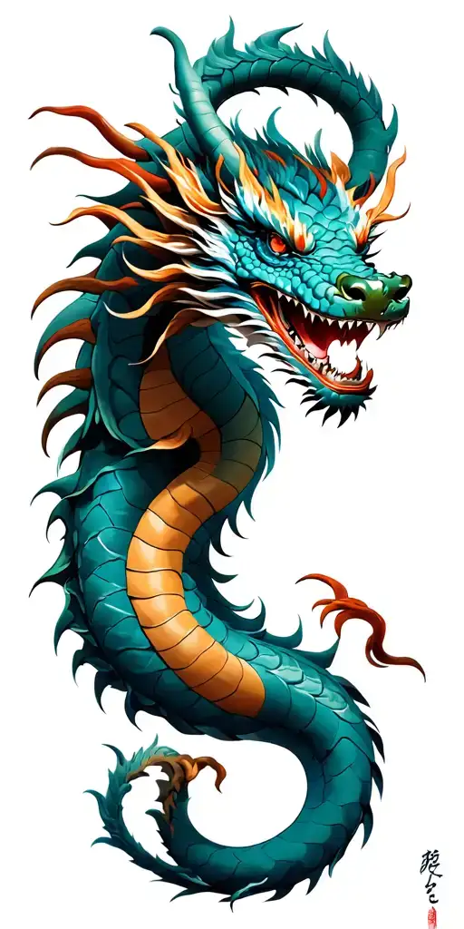 Japanese Dragon And Samauri Oni