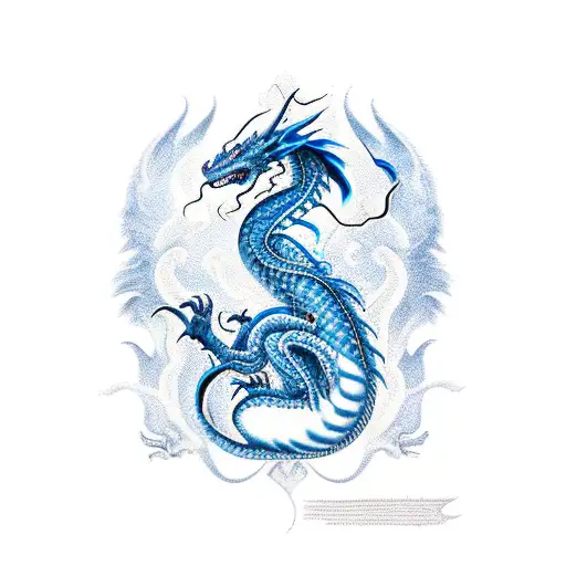 European Female Blue And White Dragon