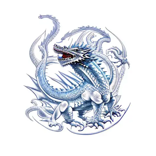Game If Thrones Female Blue And White Dragon