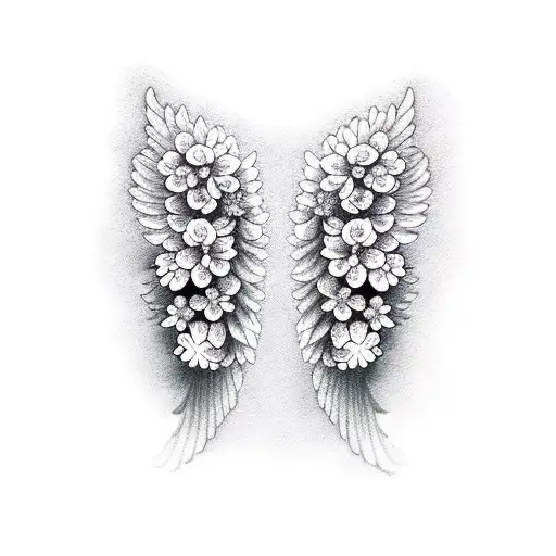 Angel Wings With Hydrangea Flowers