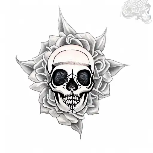 Tattoo Of A Skull With The Letter R On The Forehead