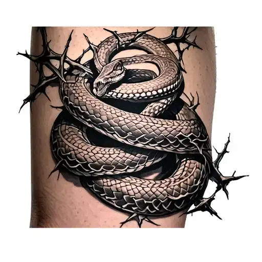 Snake And Thorns Wrapping The Arm Sleeve