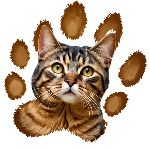 Cat Face In Paw Print