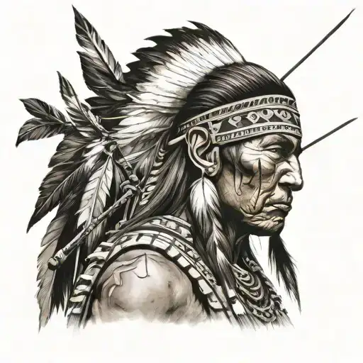American Indian Warrior With Bow & Arrow