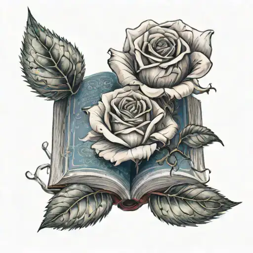 Book With A Crystal Rose Growing Out Of It