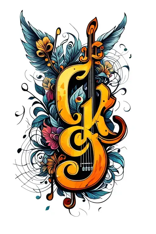 C And K Fancy Calligraphy Style With Music Designs