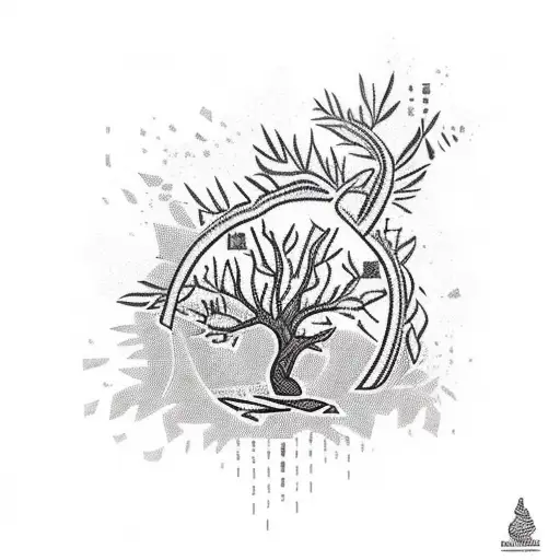 Keffiyeh And Olive Tree And Ak-47