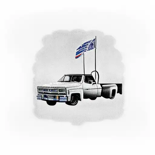 A Realistic Portrait Of Your 1989 Chevy Truck Surrounded By Rebel Flags