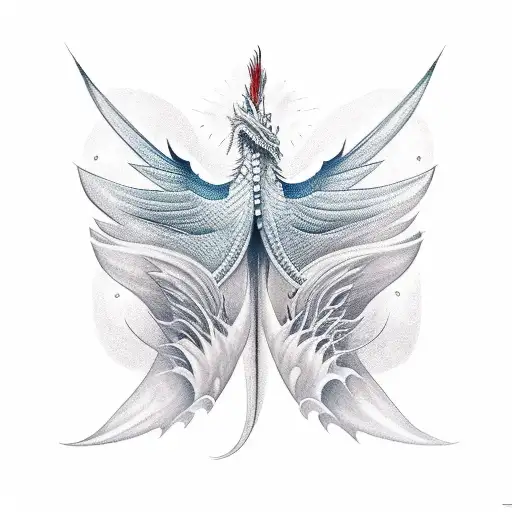 Dragon Flying With Extend Wings Front View