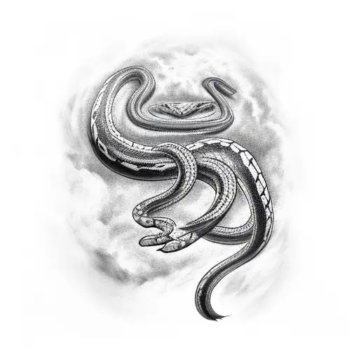 Crawling Black Panther Fighting Snake