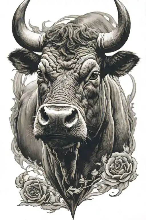 Bull Head Tattoo Holding