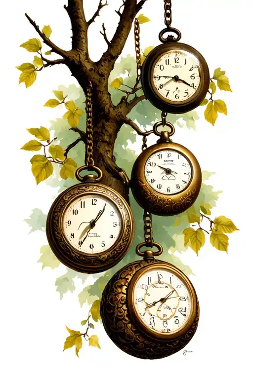 Old Watches Hanging From A Tree