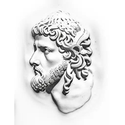 Marcus Aurelius Half Face With Icarus Falling Down And Baby Angel And Marcus Aurelius Quote