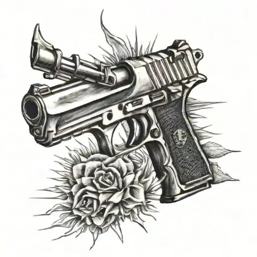 Desert Eagle Pistol With Bullet In Head Tattoo Holding