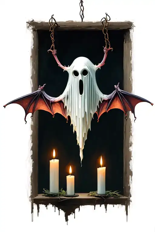 Ghost Bat Hanging With Candles