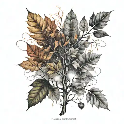 Realistic Nature Elements Like Trees Autumn Leaves And Lighting