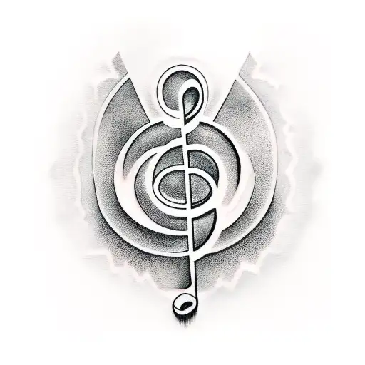 A Tattoo Of A Music Notes With Flames