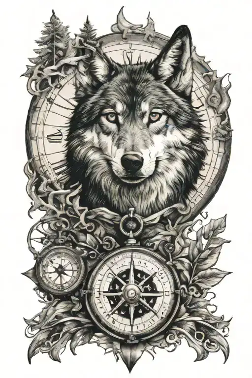 Lone Wolf With Compass
