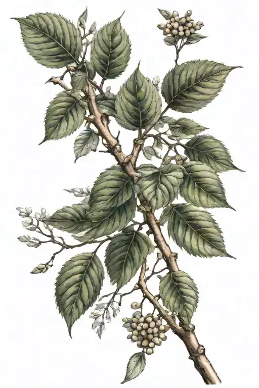 Chaste Tree Branch With Four Sections Representing The Branch During The Four Seasons