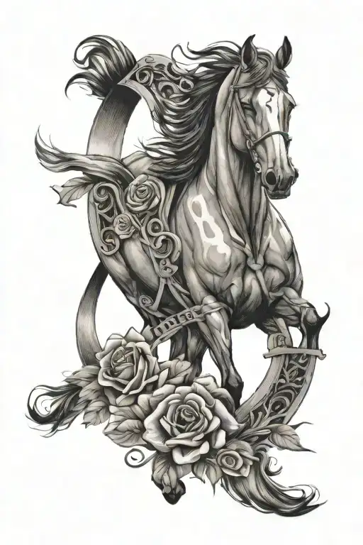 Equine Jack Roses Music Notes Horse Shoe