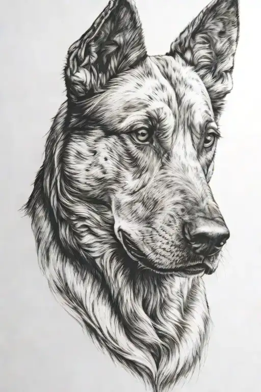 Dog Head Looking Side View