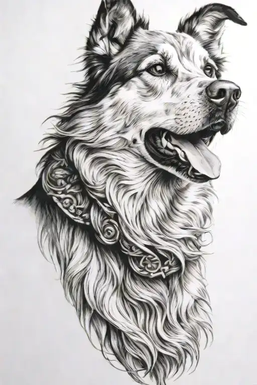 Dog Head Looking Side View