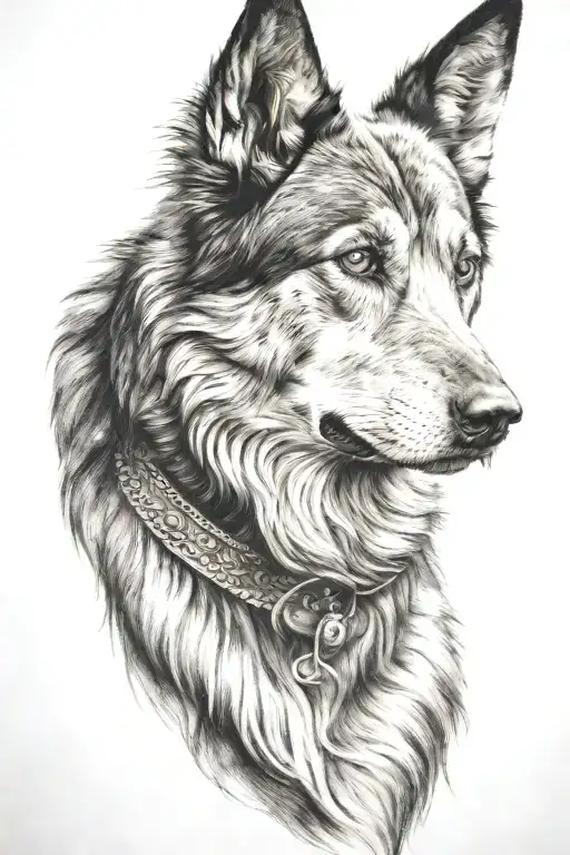 Dog Head Looking Side View