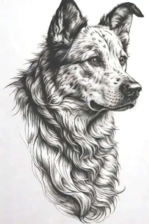 Dog Head Looking Side View