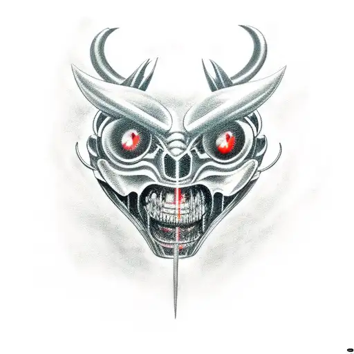 A Car Engine Transformed Into A Mechanical Demon With Glowing Red Eyes