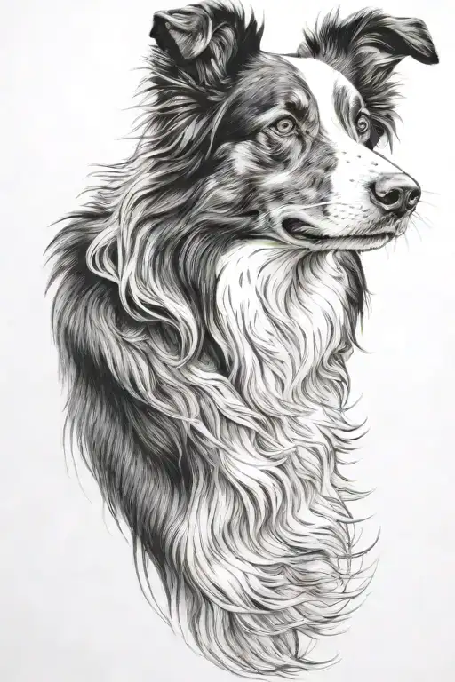 Boarder Collie Looking Side Profile