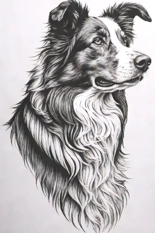 Boarder Collie Looking Side Profile