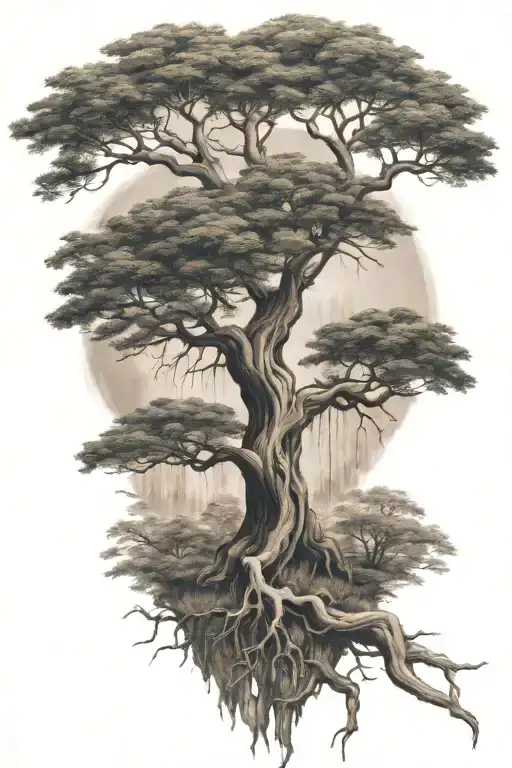 3D Environment Tree With 3D Quote 'Live Life With Focus Commitment And Sheer Will'